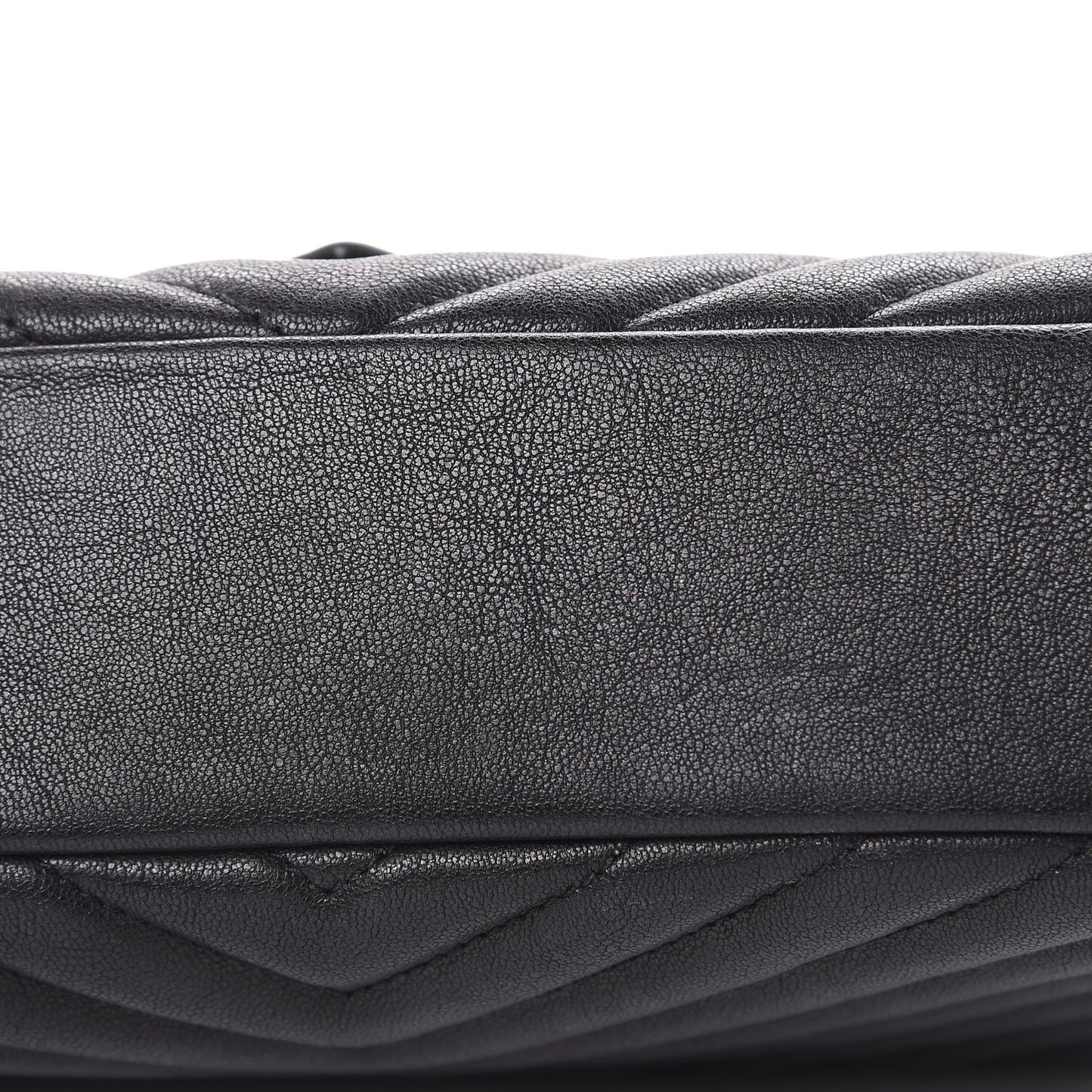 Sheepskin Matelasse Chevron Monogram Medium College Bag Black