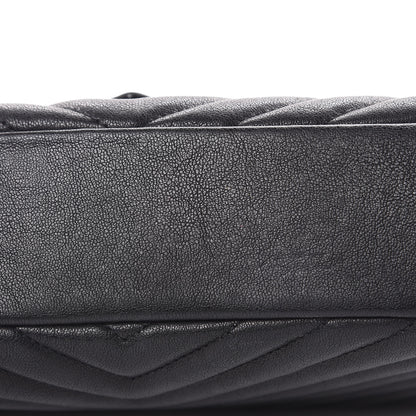 Saint Laurent Sheepskin Matelasse Chevron Monogram Medium College Bag Black 7 of 15