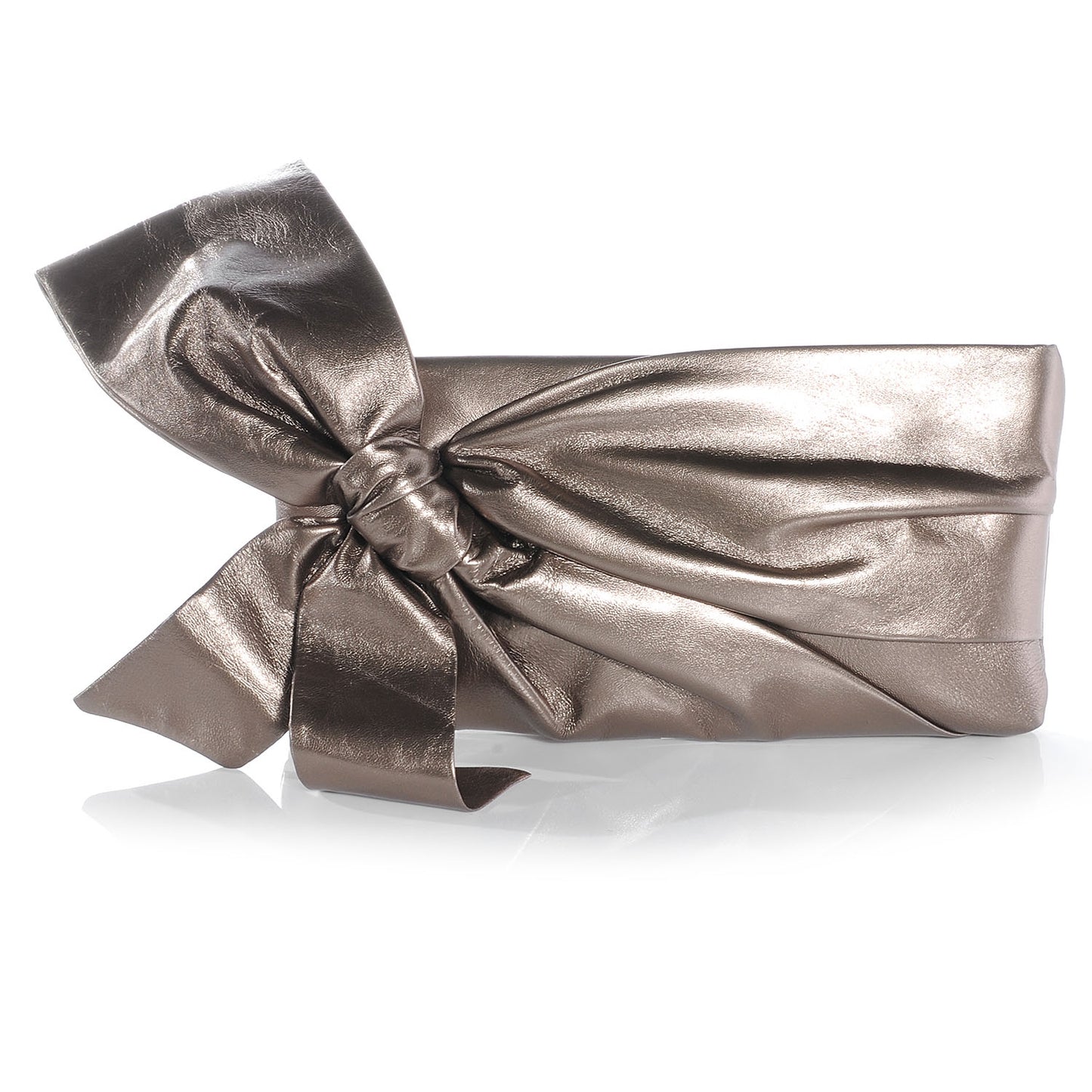 Metallic Nappa Bow Clutch Sasso