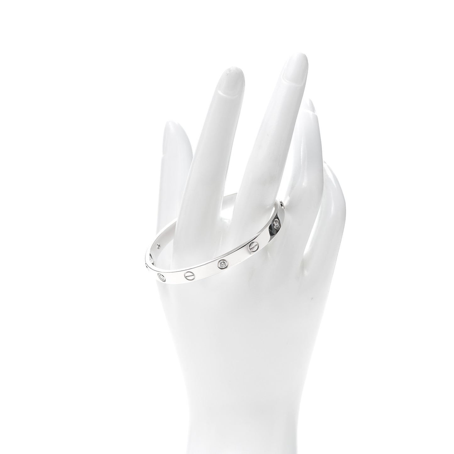 18K White Gold 6 Diamond LOVE Bracelet 17