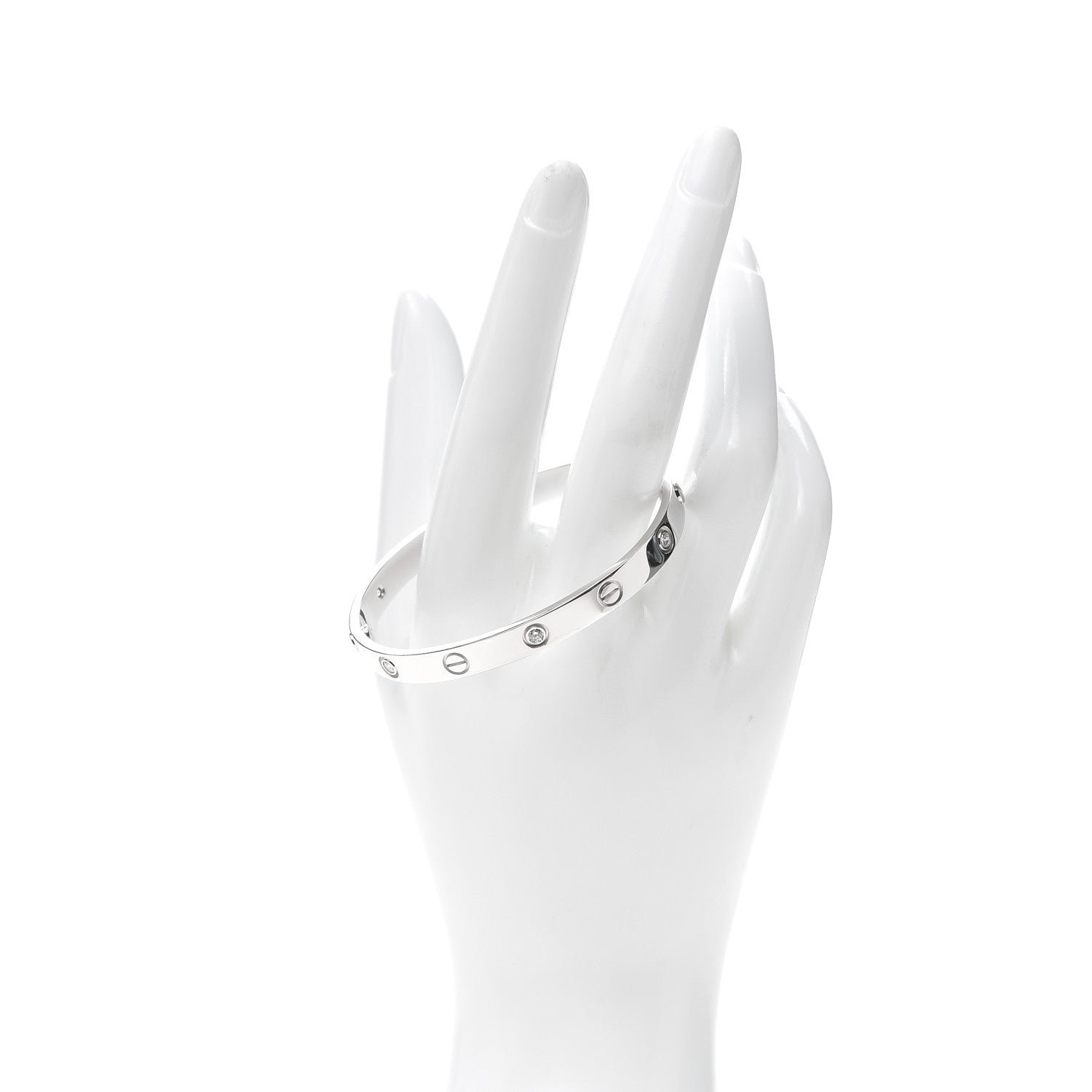 Cartier 18K White Gold 6 Diamond LOVE Bracelet 17 2 of 7