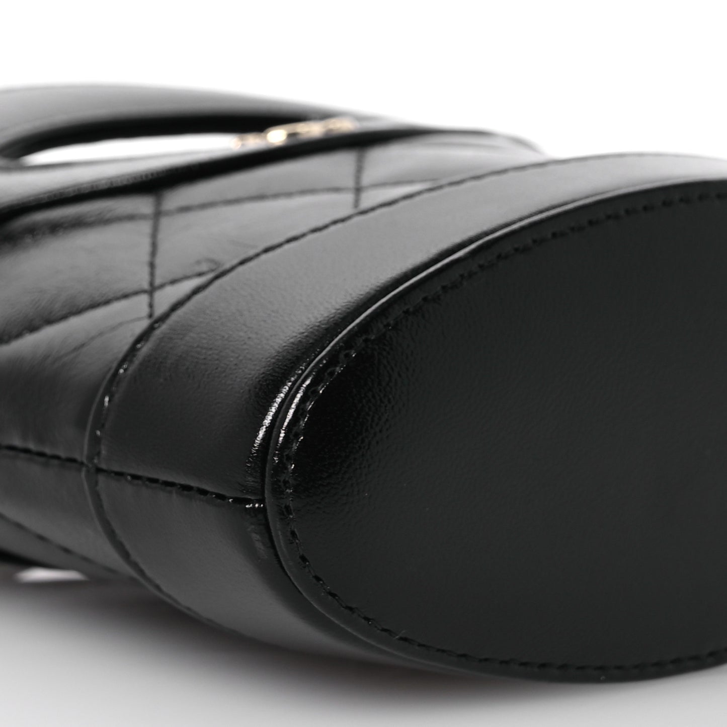 Shiny Lambskin Quilted 31 Nano Clutch With Chain Black