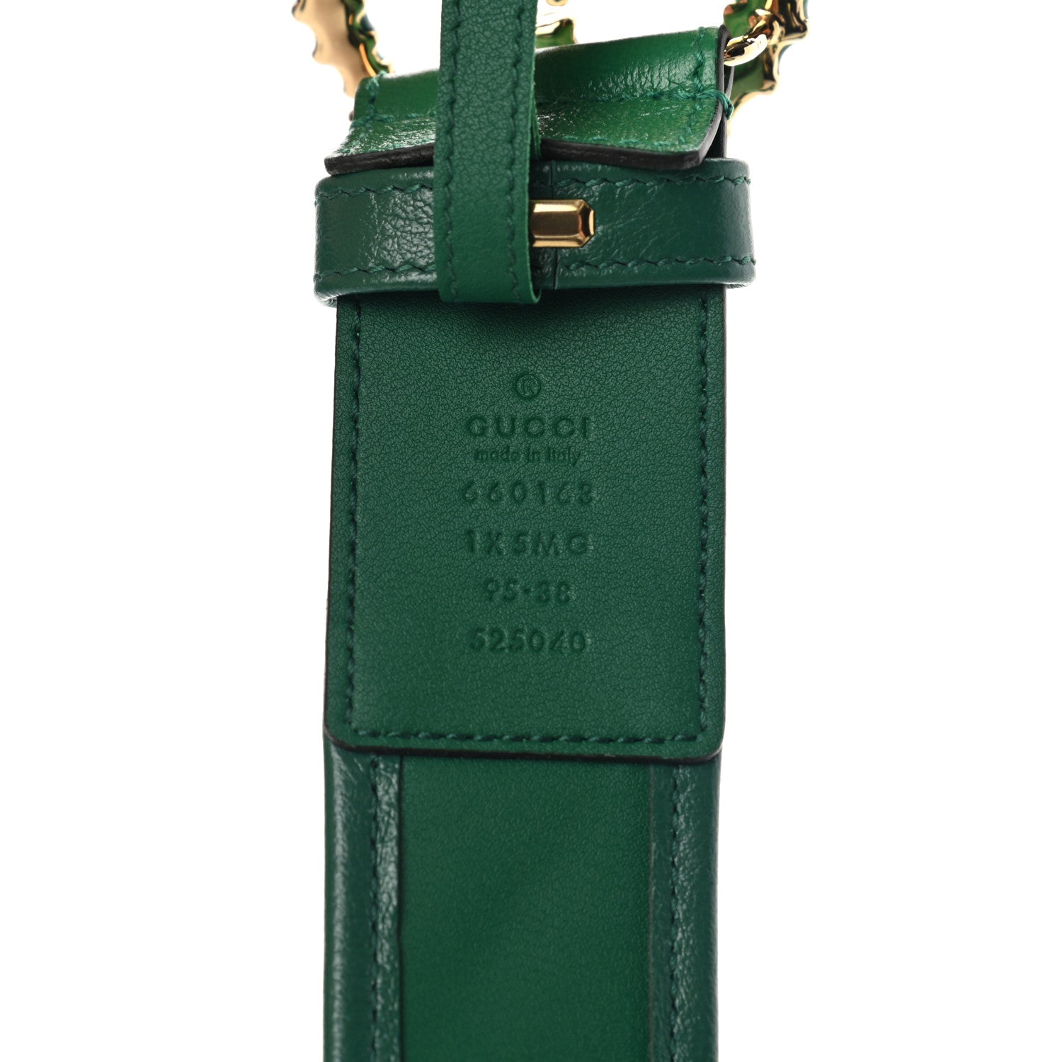 Gucci Vintage Effect Calfskin Matelasse Diagonal Enamel Double G 40mm Belt 95 38 Pavone 3 of 7