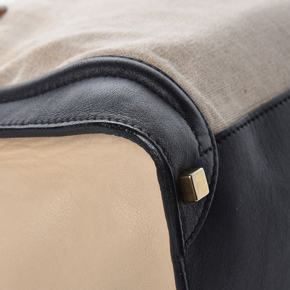 Celine Calfskin Linen Tri-Color Shoulder Luggage Beige 13 of 16