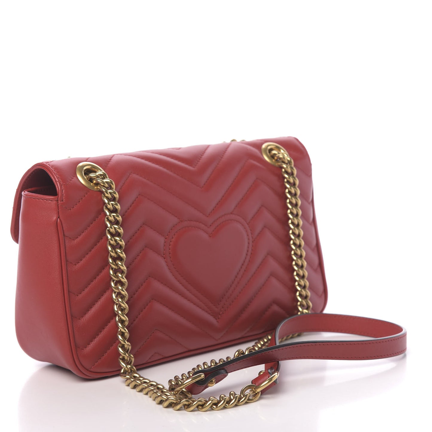 Calfskin Matelasse Small GG Marmont Shoulder Bag Hibiscus Red