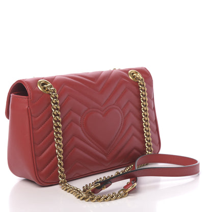 Gucci Calfskin Matelasse Small GG Marmont Shoulder Bag Hibiscus Red 3 of 10