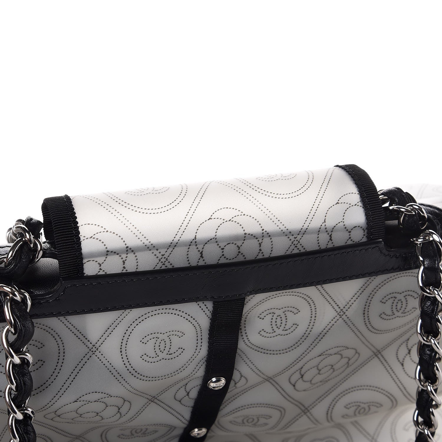 Chanel PVC Calfskin Coco Bag Raincoat White Black 5 of 6
