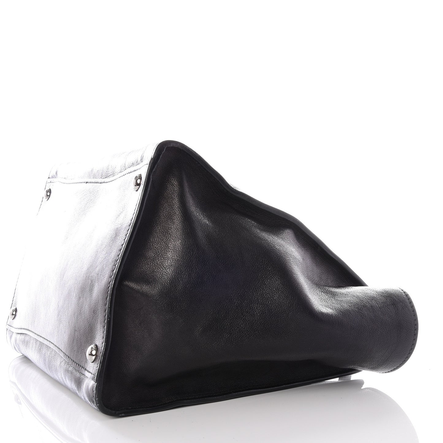 Glace Calf Twin Pocket Tote Black