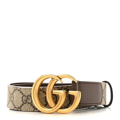 Gucci GG Supreme Monogram Matte Plutone Calfskin Double G 30mm Belt 80 32 Beige Ebony New Acero 1 of 7