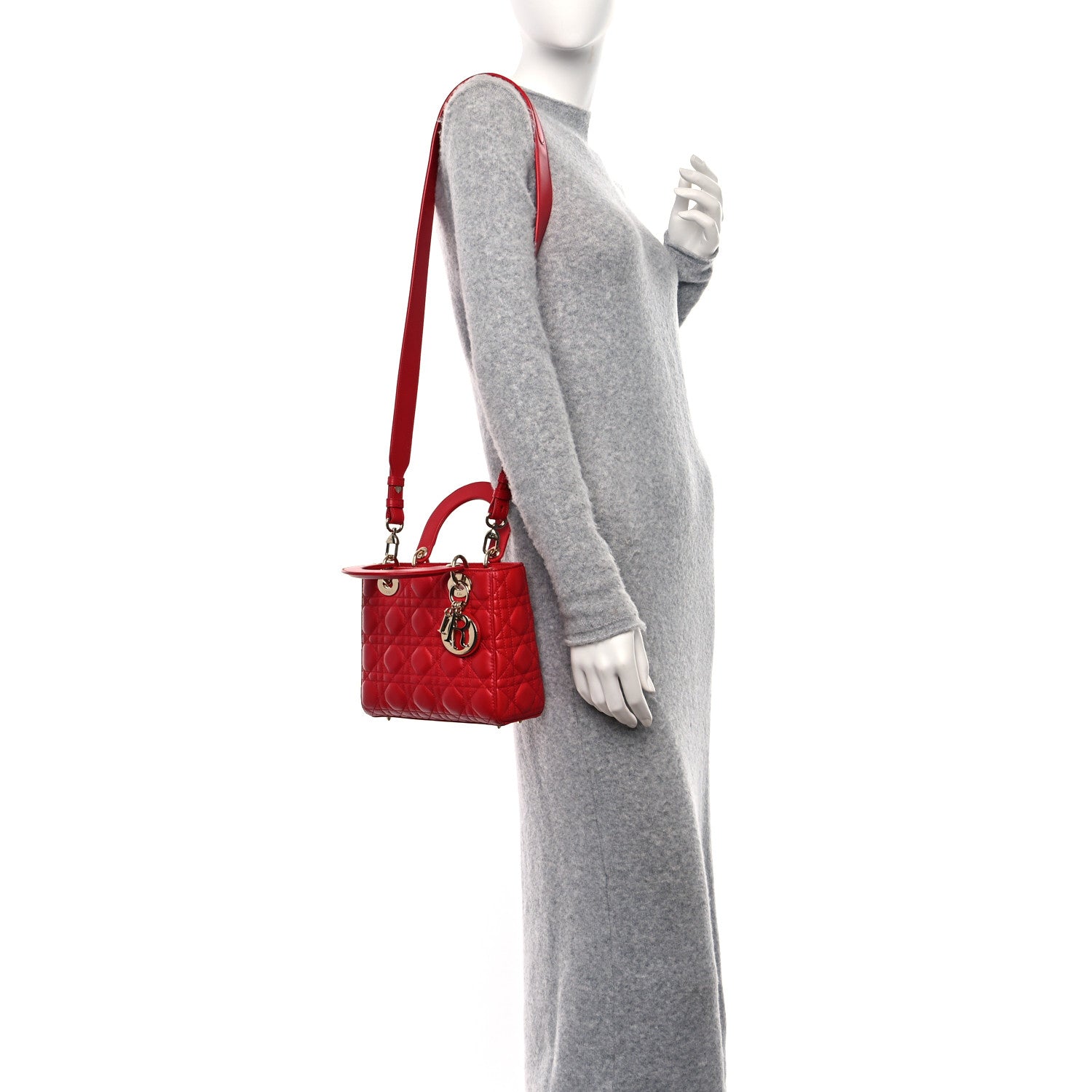 Christian Dior Lambskin Cannage Small Lucky Badges My Lady Dior Red 2 of 9