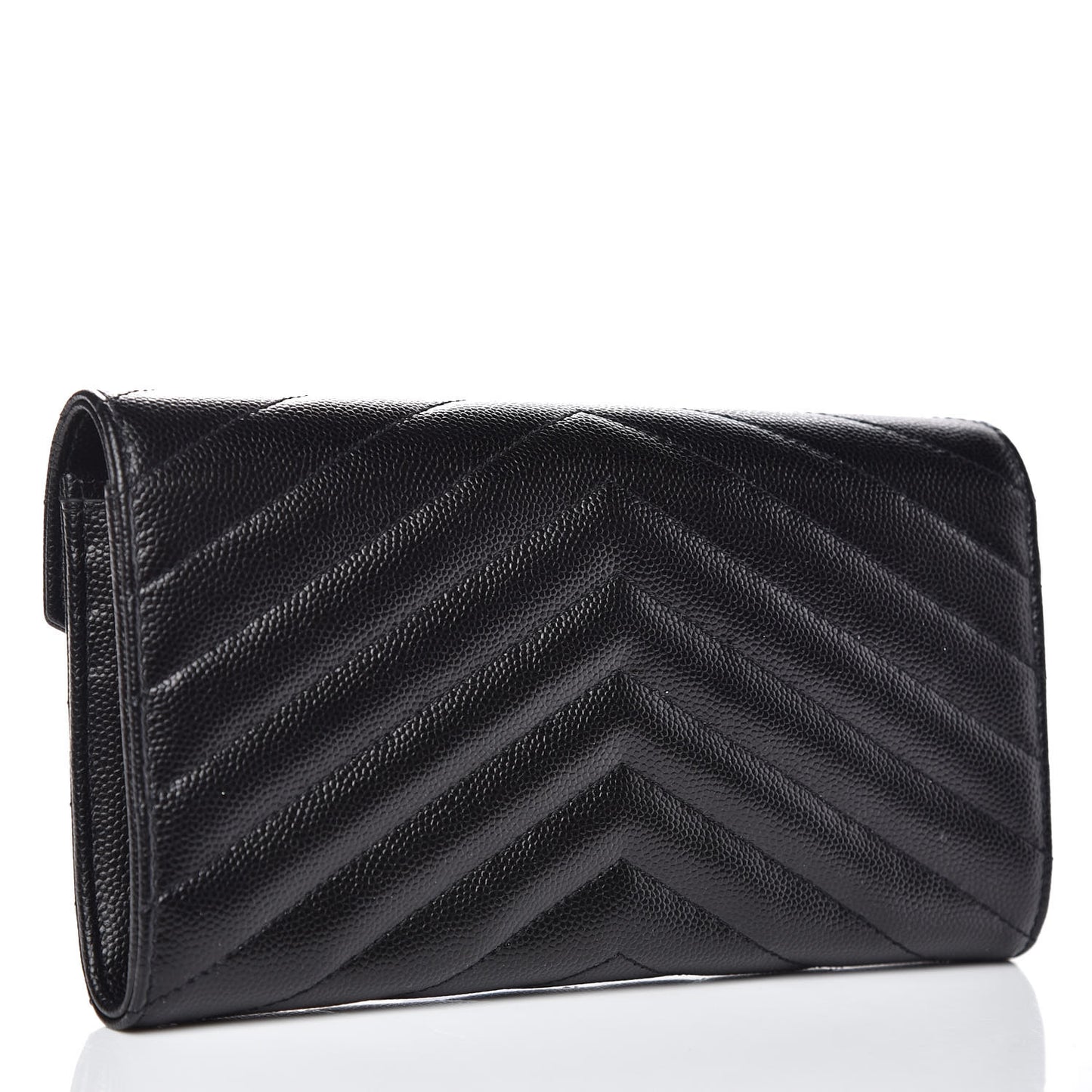 Grain De Poudre Matelasse Chevron Monogram Flap Wallet Black