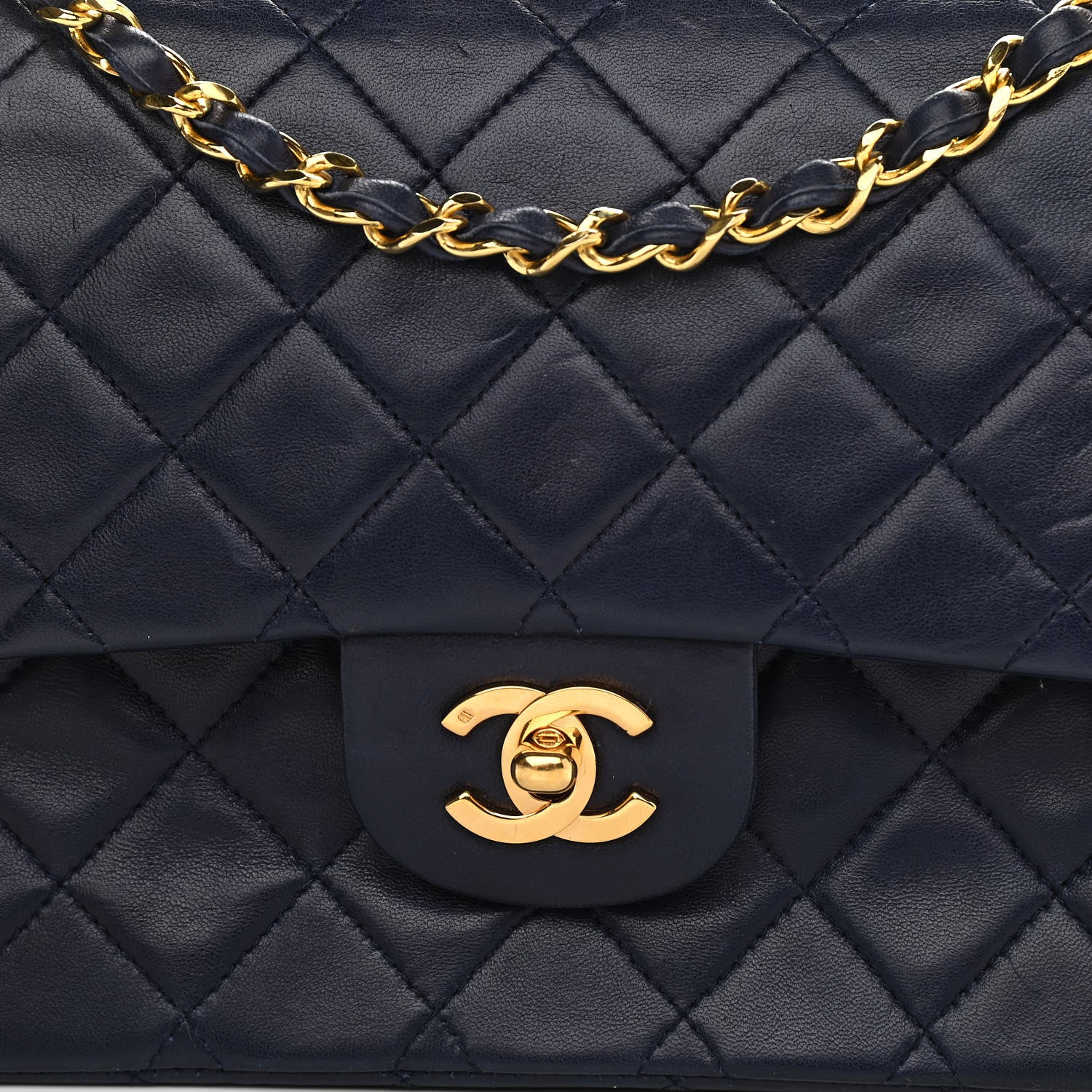 Chanel Lambskin Quilted Small Double Flap Navy 7 of 19