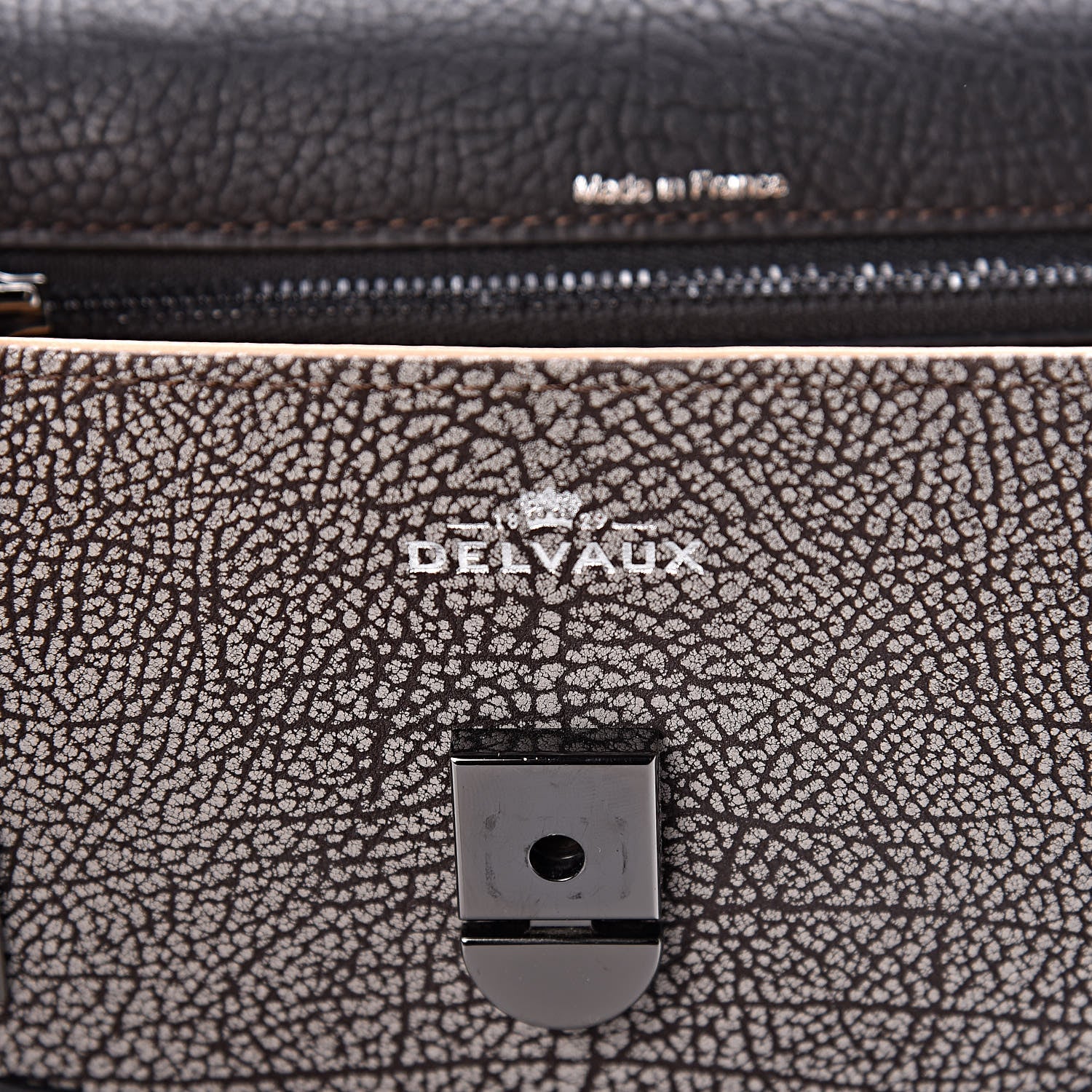 Delvaux Grained Calfskin MM Tribal Stitch Tempete Satchel Ebene Ivory Black 8 of 11