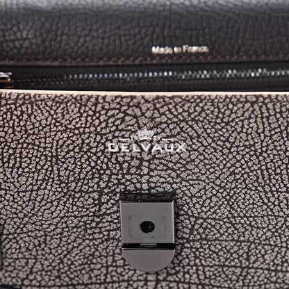 Delvaux Grained Calfskin MM Tribal Stitch Tempete Satchel Ebene Ivory Black 8 of 11