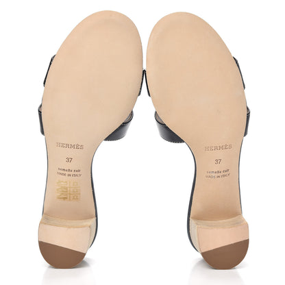 Hermes Calfskin Oasis Sandals 37 Black 5 of 9