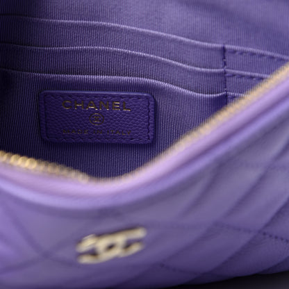 Chanel Caviar Quilted Small Zipped Pouch Purple 6 of 8
