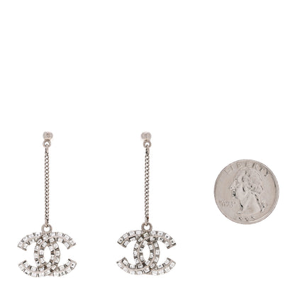 Chanel Baguette Crystal CC Drop Earrings Silver 2 of 3