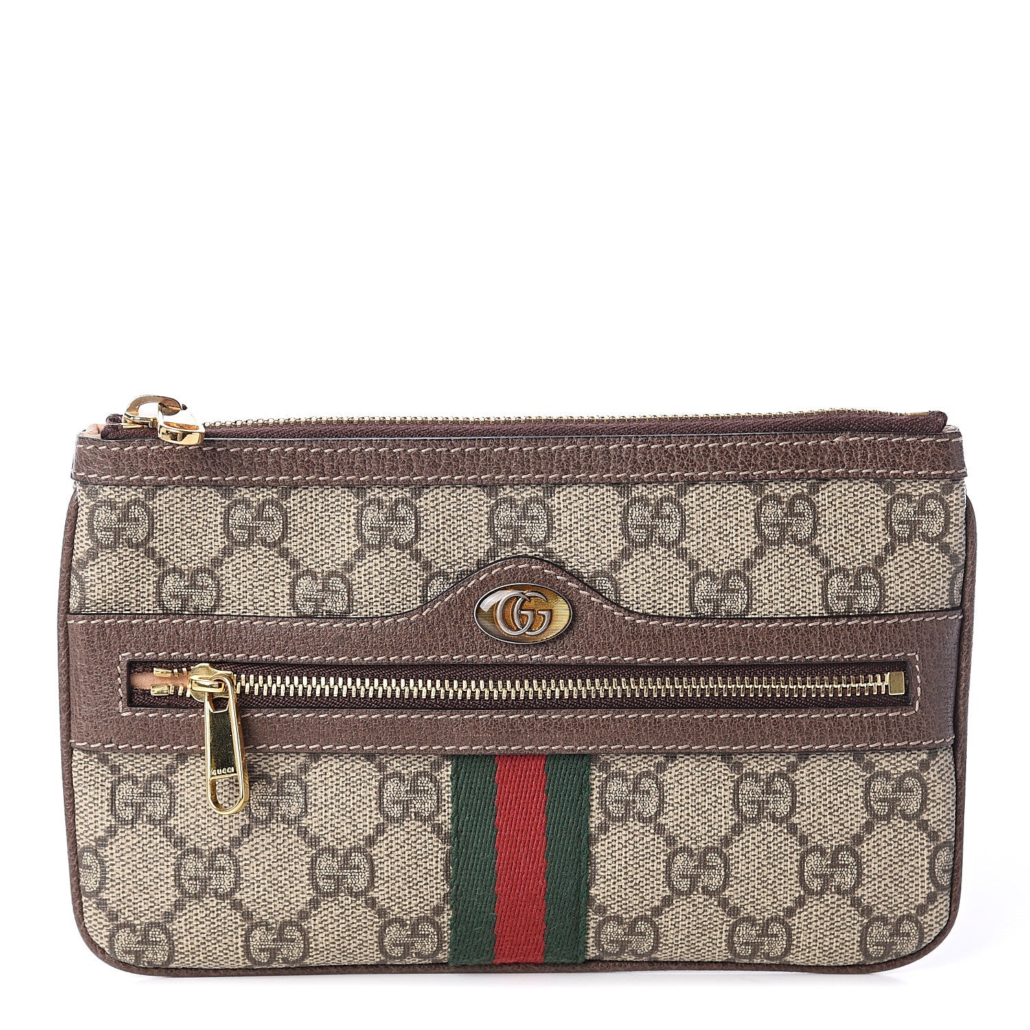 Gucci GG Supreme Monogram Web Small Ophidia Pouch Clutch Beige New Acero 1 of 5