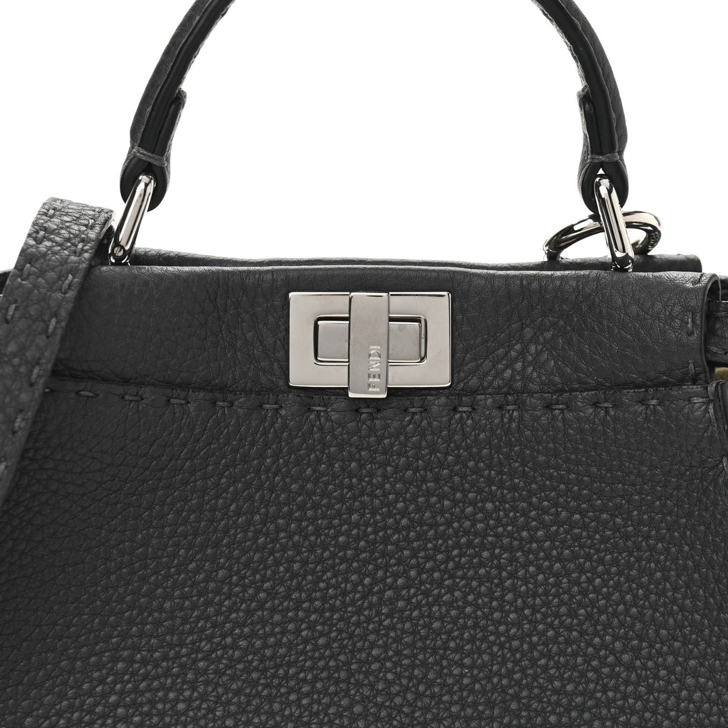 Cuoio Romano Selleria Bi-Color Mini Peekaboo Iconic Satchel Asfalto Latte