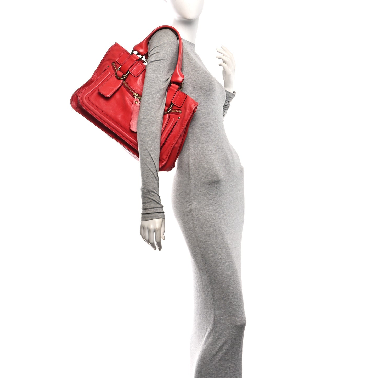 Calfskin Large Bay Tote Red