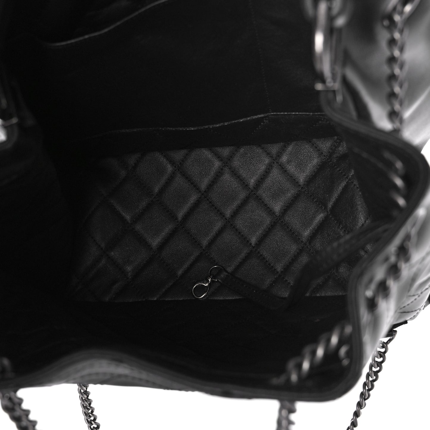 Calfskin Stitched Large Urban Luxury Drawstring Backpack Black
