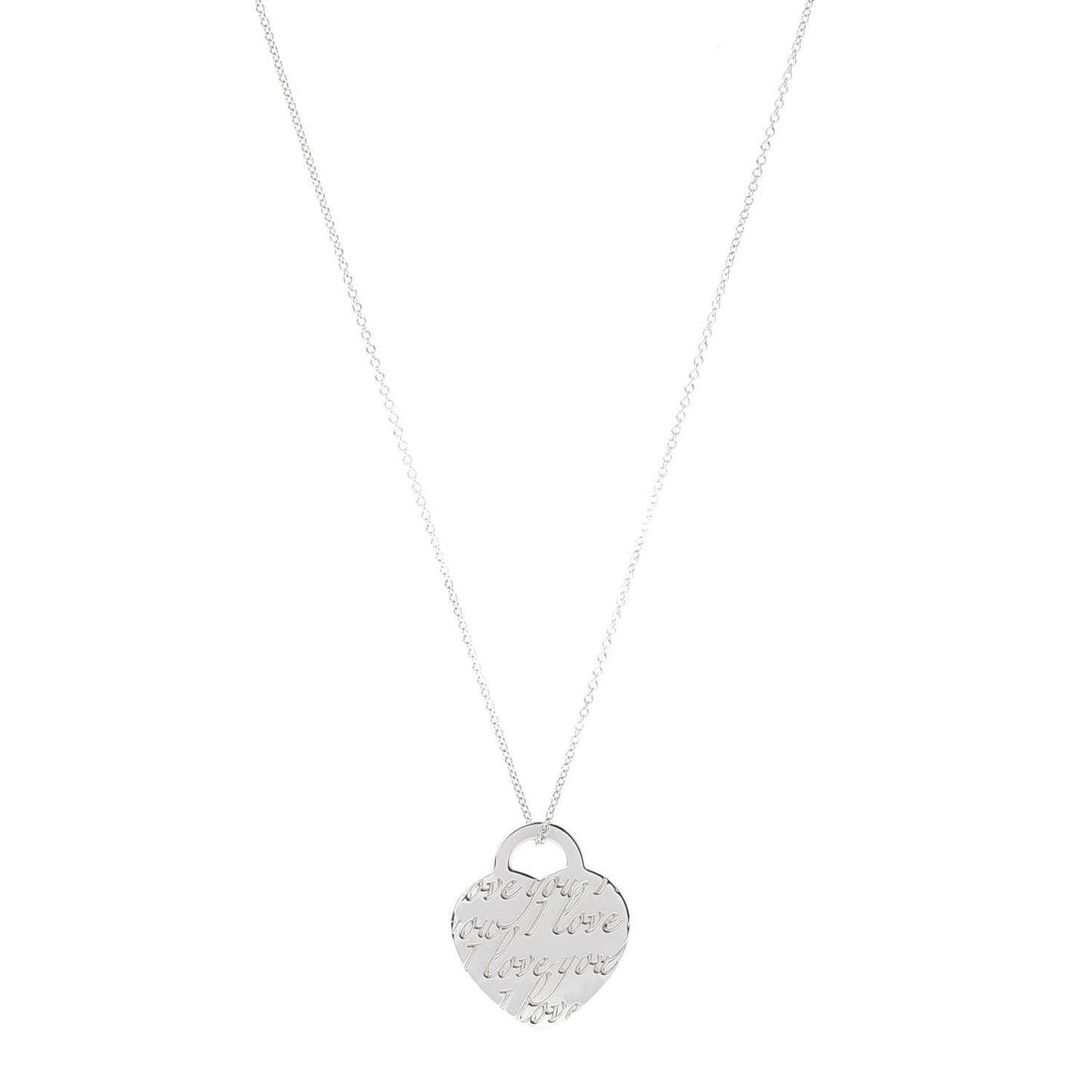Sterling Silver Notes Heart Tag Charm Necklace