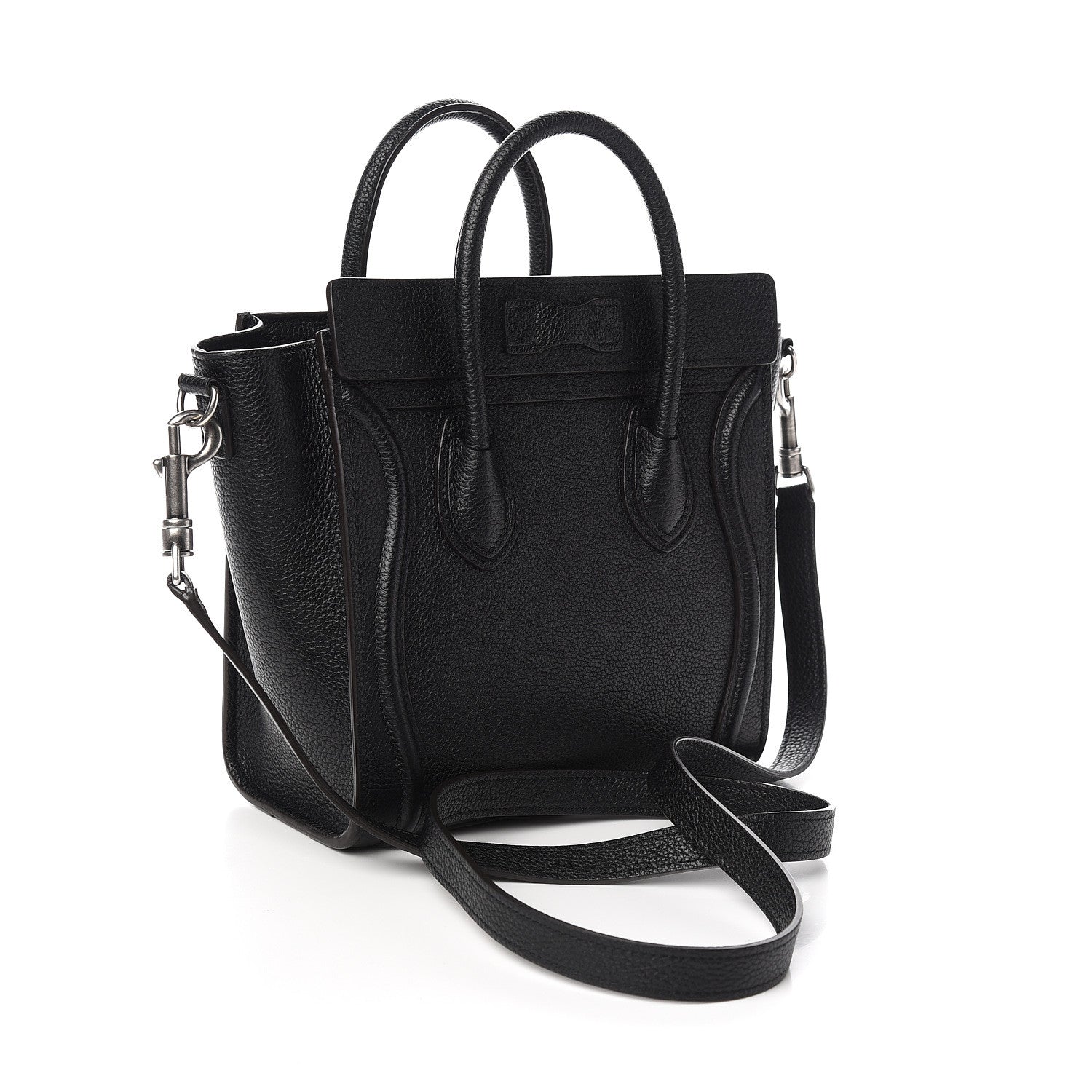 Celine Drummed Calfskin Nano Luggage Black 3 of 10