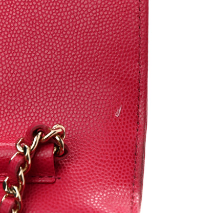 Chanel Caviar Camellia Embossed Wallet On Chain WOC Fuschia 11 of 11