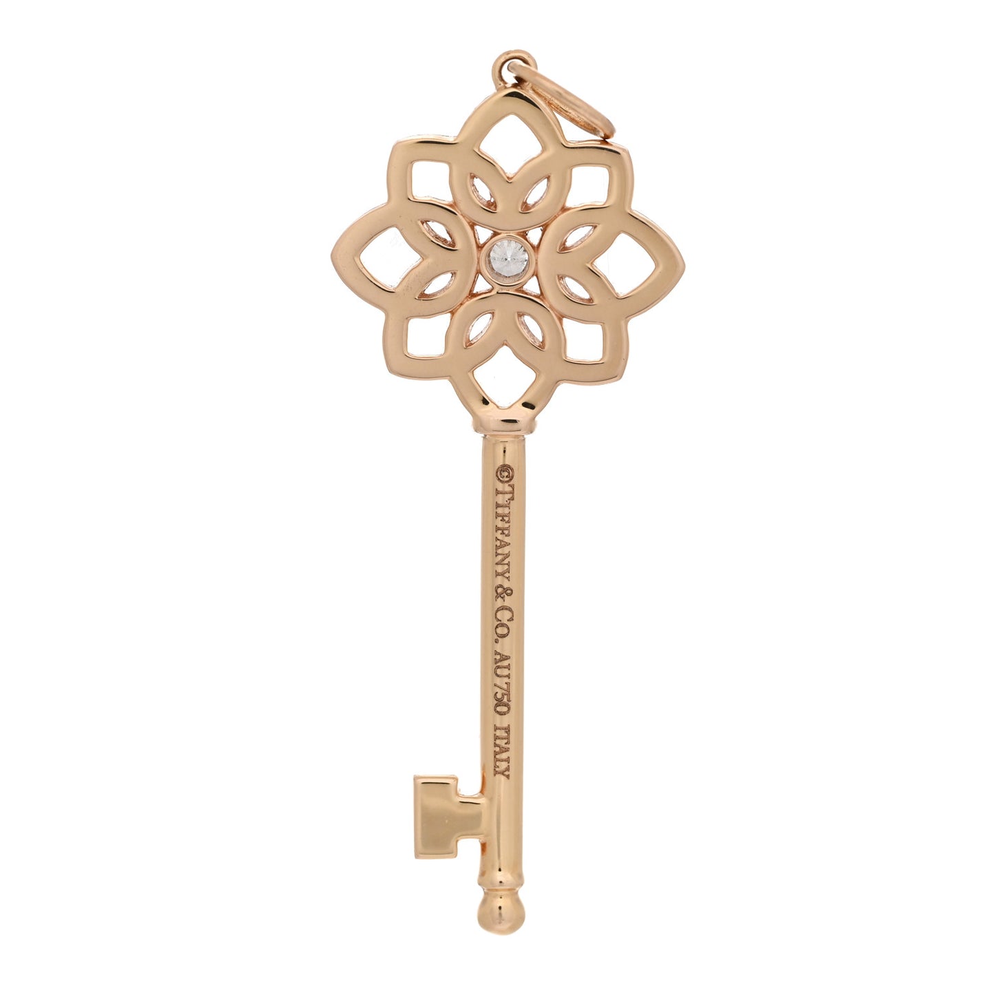18K Rose Gold Diamond Medium Woven Key Pendant