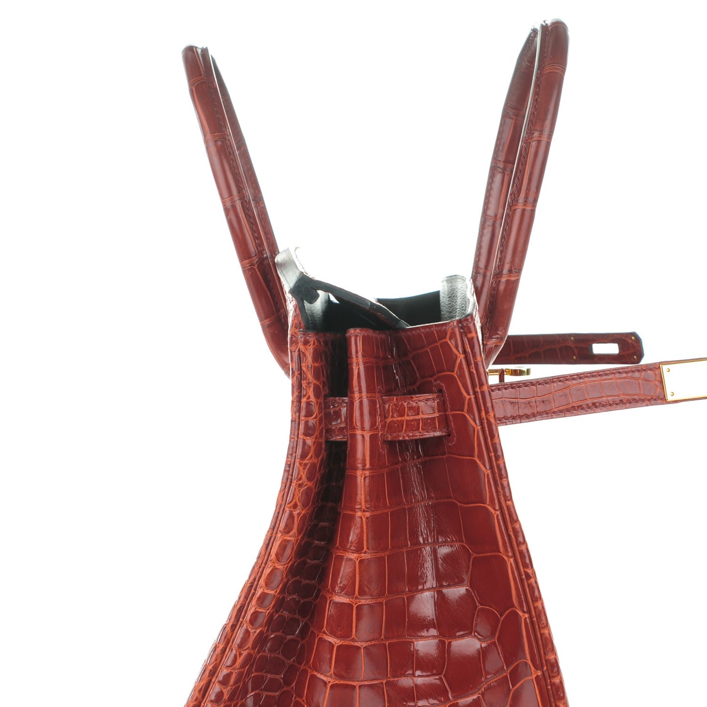 Shiny Porosus Crocodile Horseshoe Birkin 35 Rouge H Graphite