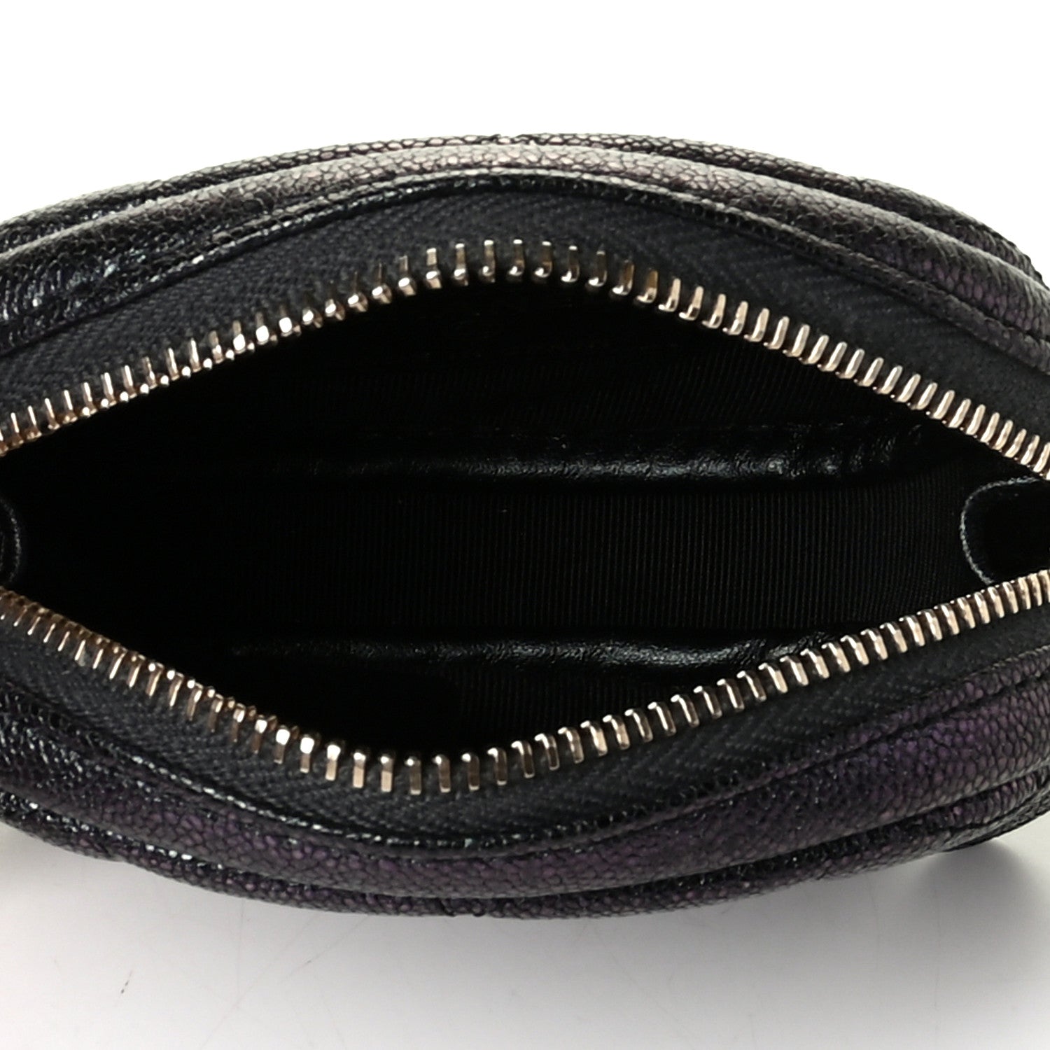 Chanel Iridescent Caviar Quilted Zip Around Classic Coin Purse Black 4 of 5