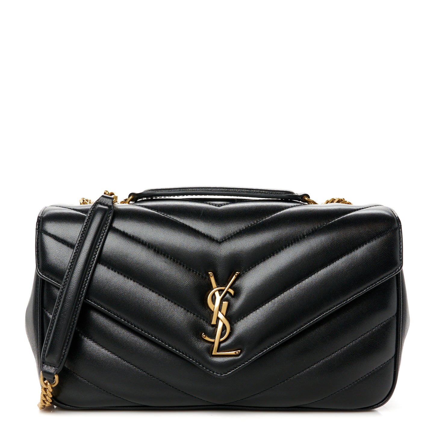 Lambskin Chevron Quilted Medium Loulou Black