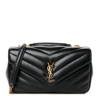 Saint Laurent Lambskin Chevron Quilted Medium Loulou Black 1 of 14