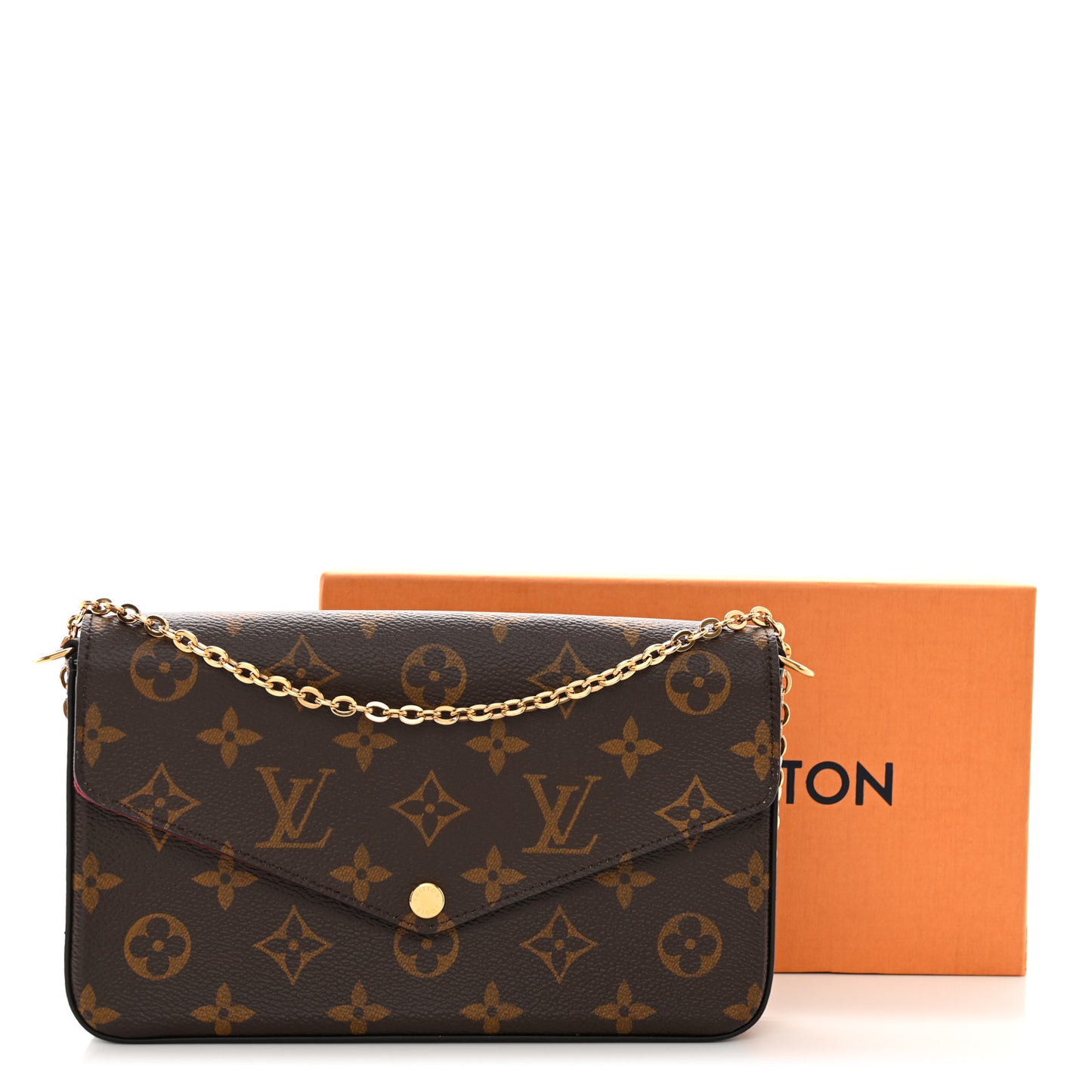 Monogram Pochette Felicie Chain Wallet Fuchsia