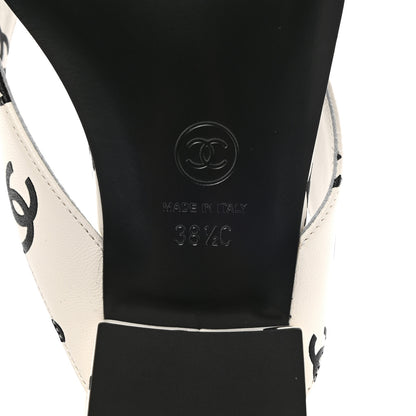 Chanel Printed Lambskin Coco Beach Thong Sandals 38.5 White Black 7 of 9