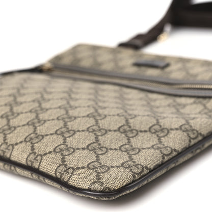 Gucci GG Supreme Monogram Selleria Calfskin Small Flat Side Zip Messenger Bag Beige Ebony Cocoa Dark Chocolate 10 of 11