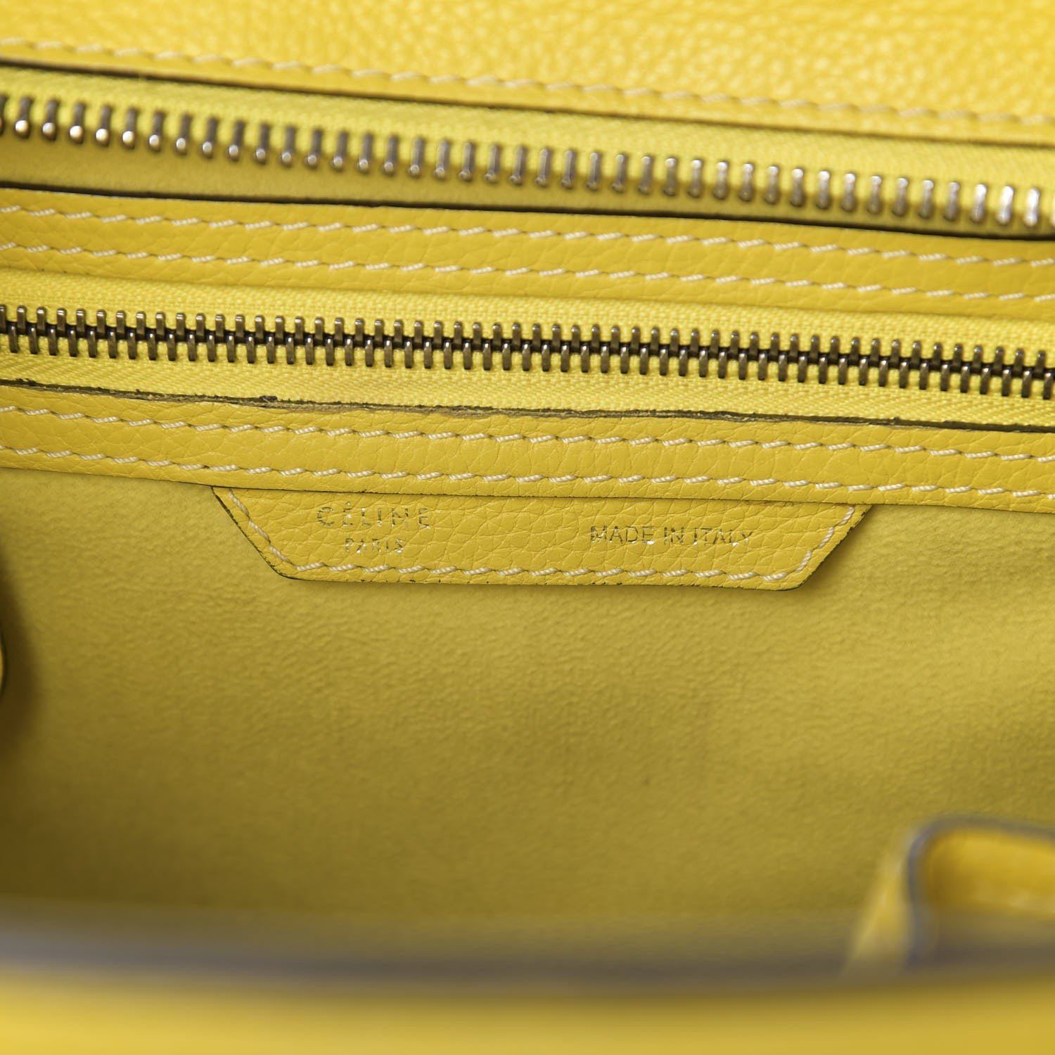 Celine Drummed Calfskin Micro Luggage Citron 6 of 9