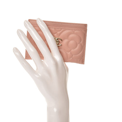 Chanel Caviar Camellia Embossed Card Holder Nude 2 of 8