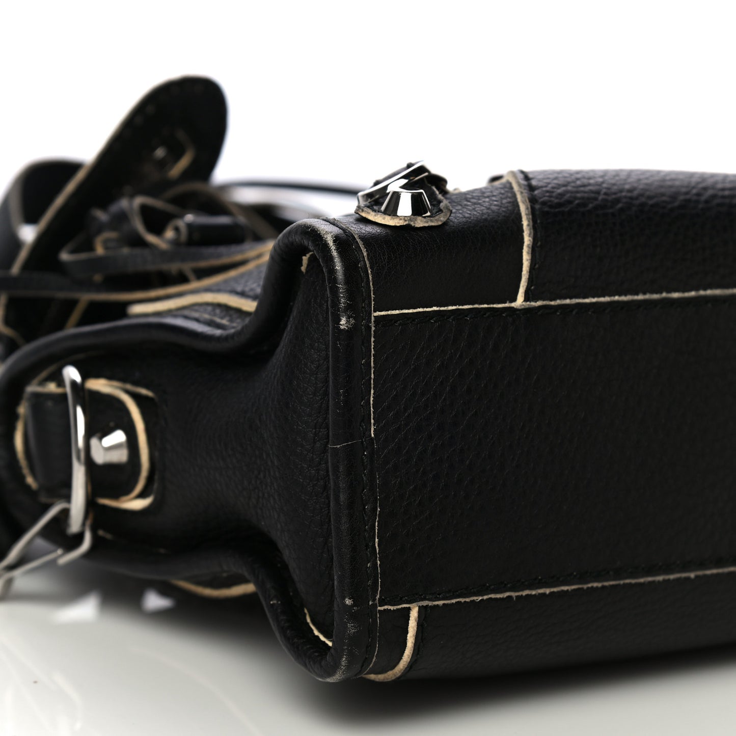 Supple Grained Calfskin Classic Silver Hardware Highlight Mini City Black