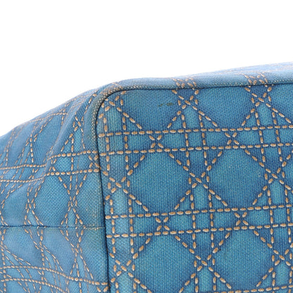 Christian Dior Coated Canvas Cannage Print Cherie Tote Blue 11 of 13