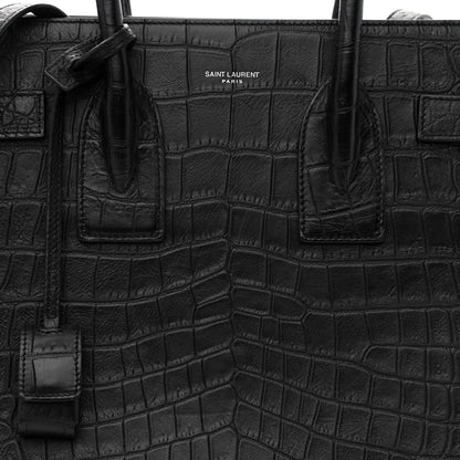 Saint Laurent Calfskin Crocodile Embossed Small Sac de Jour Black 8 of 10