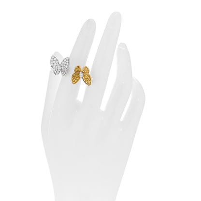 Van Cleef & Arpels 18K White Yellow Gold Diamond Yellow Sapphire Two Butterfly Between The Finger Ring  50 5.25 2 of 5