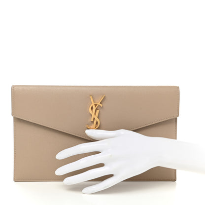 Saint Laurent Grain De Poudre Uptown Pouch Dark Latte 2 of 7