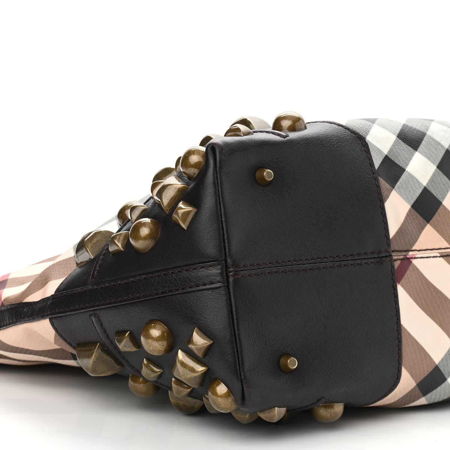 Burberry Nova Check Mega Stud Nickie Tote Black 8 of 9