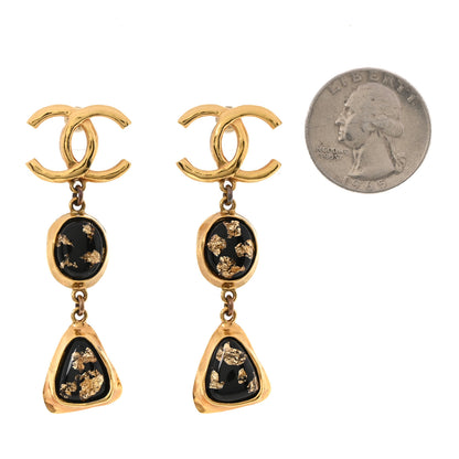 Chanel Resin CC Drop Earrings Gold Black 2 of 4