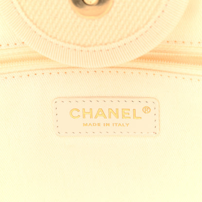 Chanel Canvas Pearl Medium Deauville Tote Ecru Beige 6 of 13