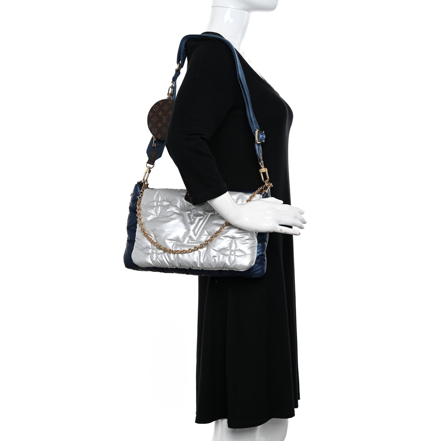 Econyl Monogram Pillow Maxi Multi Pochette Accessories Navy Silver