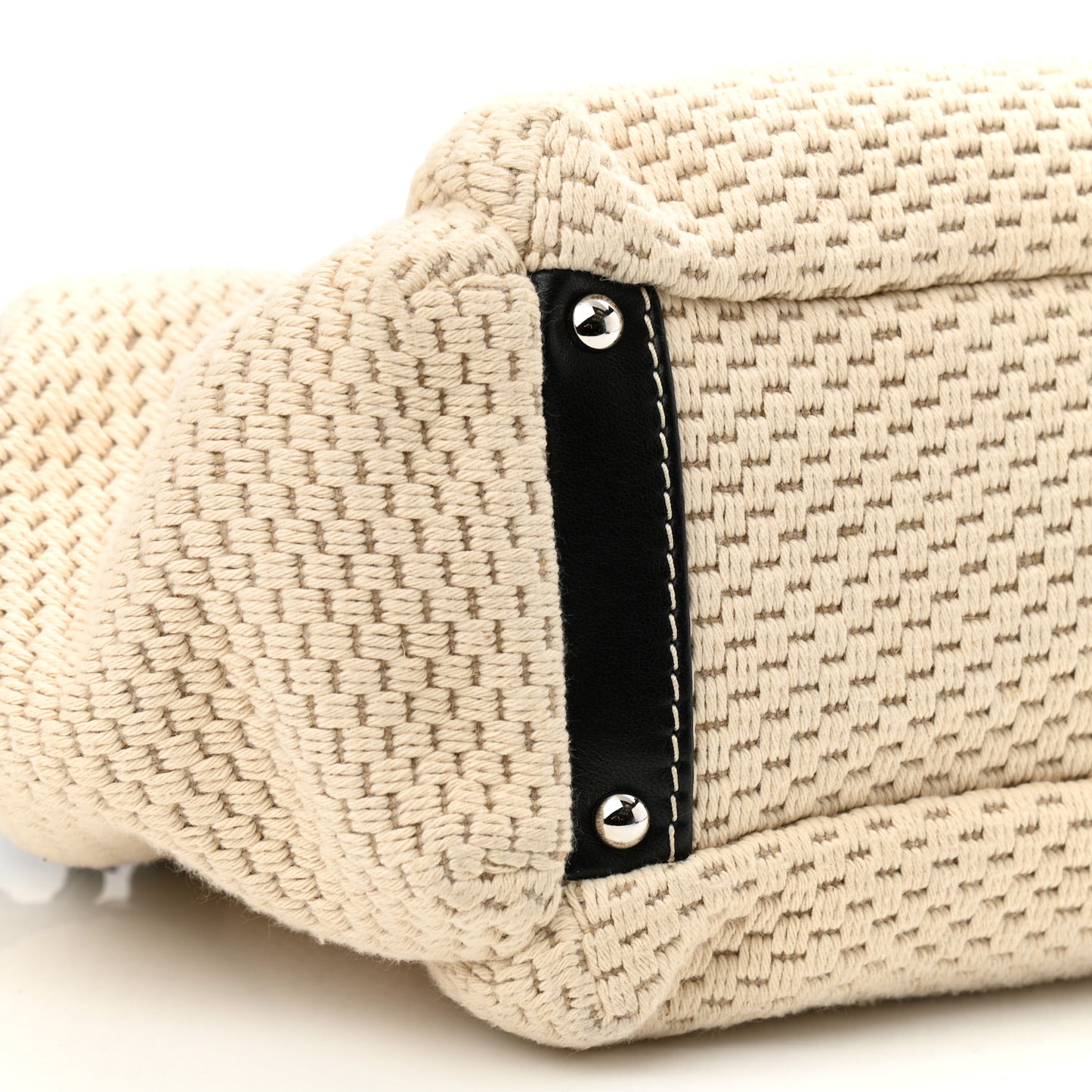 Canvas Woven Lambskin Lax Accordion Hobo Black
