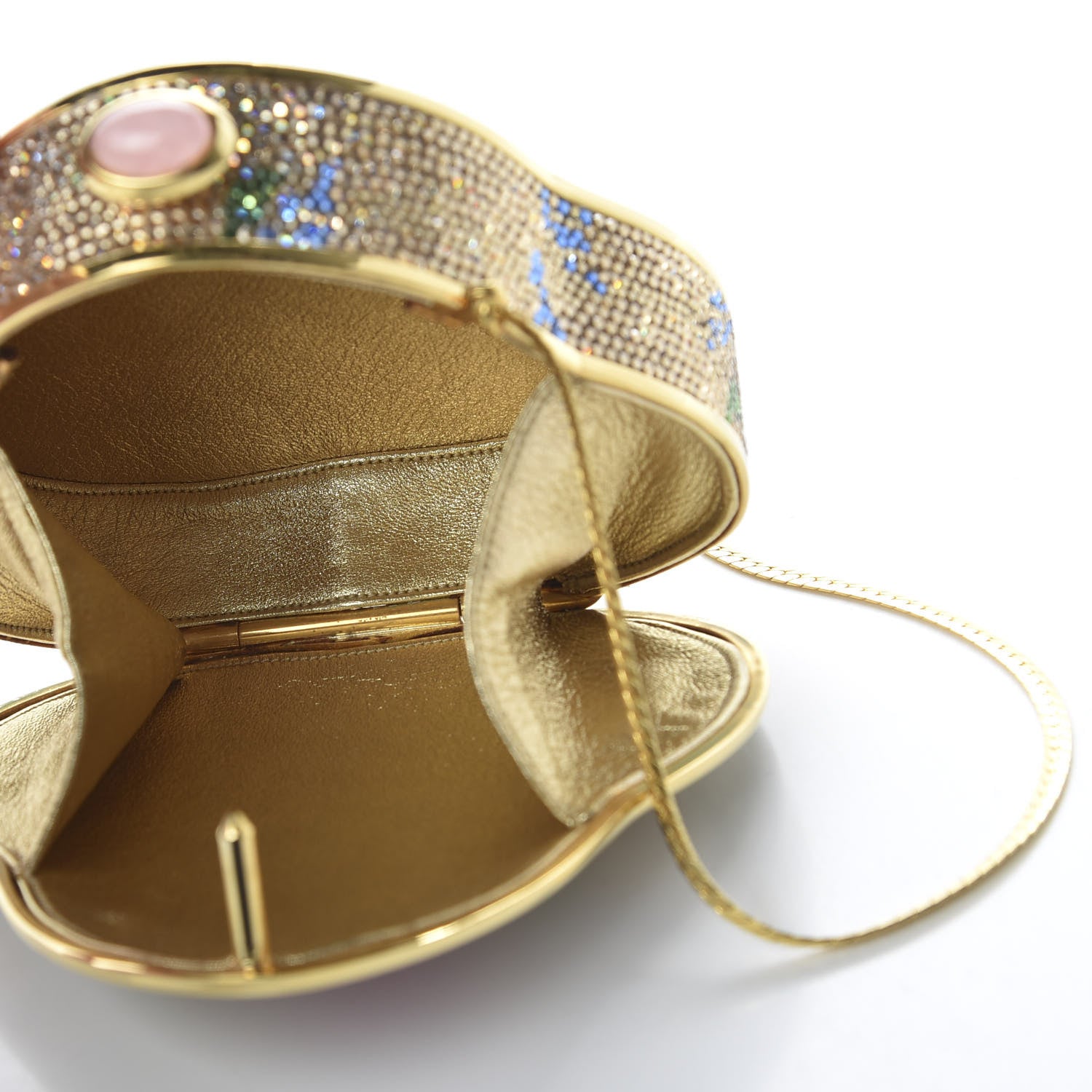 Judith Leiber Swarovski Crystal Flower Minaudiere Clutch Gold 5 of 9