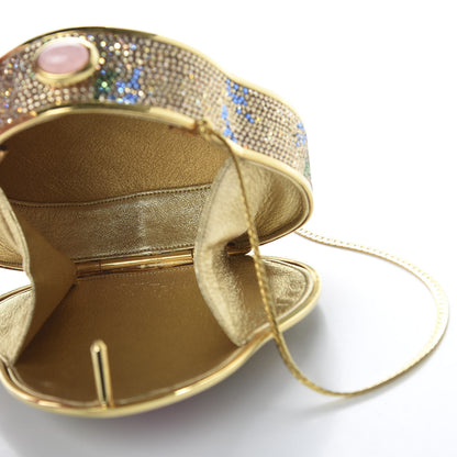 Judith Leiber Swarovski Crystal Flower Minaudiere Clutch Gold 5 of 9